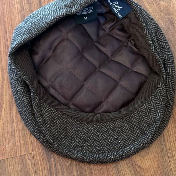 Brooks Brothers 346 made in Italy 100% virgin lambs  wool beret brown tweed - Picture 2 of 4